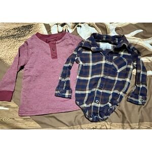 Toddler‎ Boy 18mo Maroon Garanimal & Blue Plaid One Pc Ocean+coast